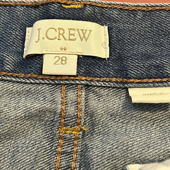 J. Crew Mid Rise Distressed Button Fly Cutoff Denim Shorts Blue C6214 Size 28 - Picture 7 of 10